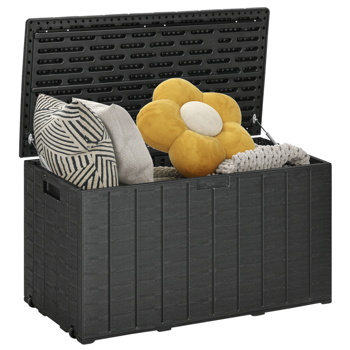 Outsunny 366L Rolling Weather-Resistant Outdoor Garden Storage Box, Black