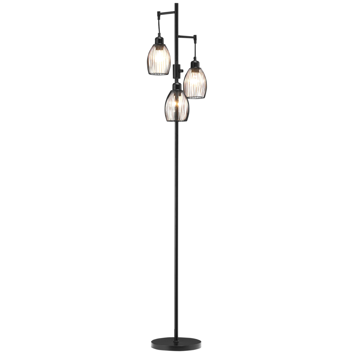 170cm Industrial 3-Light Dimmable Black Floor Lamp
