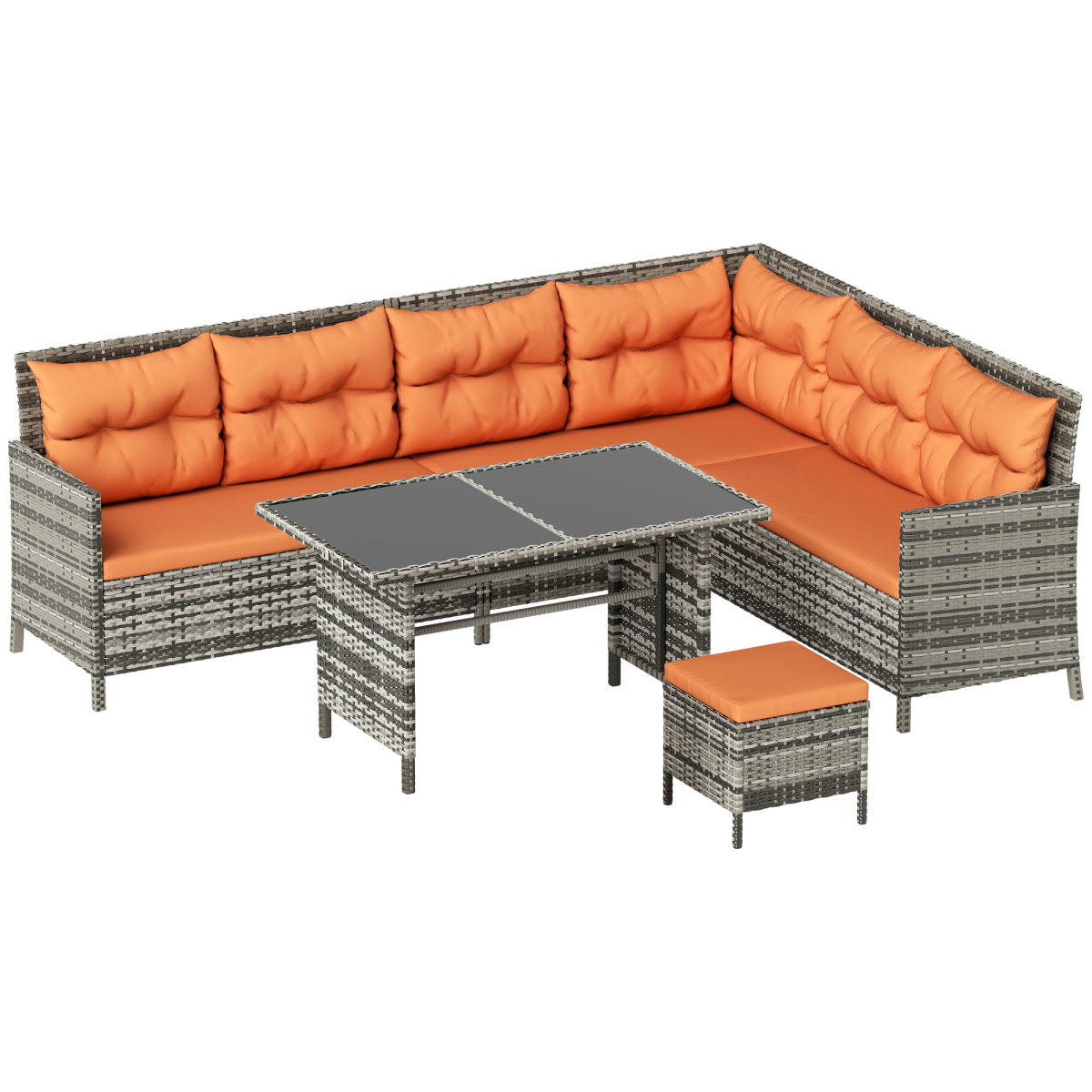 Outsunny 6-Piece Orange Wicker Patio Sofa Set with Cushions
