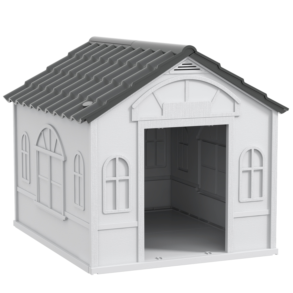 PawHut Water-Resistant Grey Dog House for Medium Dogs