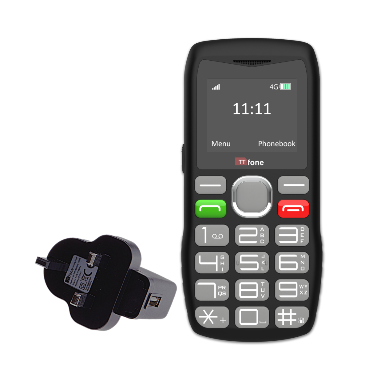 TTfone TT890 4G Easy-to-Use Big Button Senior Mobile Phone with SOS Button, USB-C Charging, Bluetooth, Camera, Unlocked, Mains Charger and 3 SIM Cards
