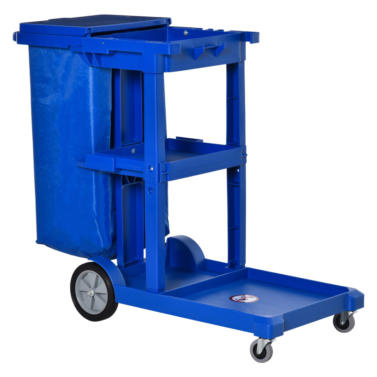 HOMCOM Cleaning Cart on Wheels with 3-Tier Storage, Blue
