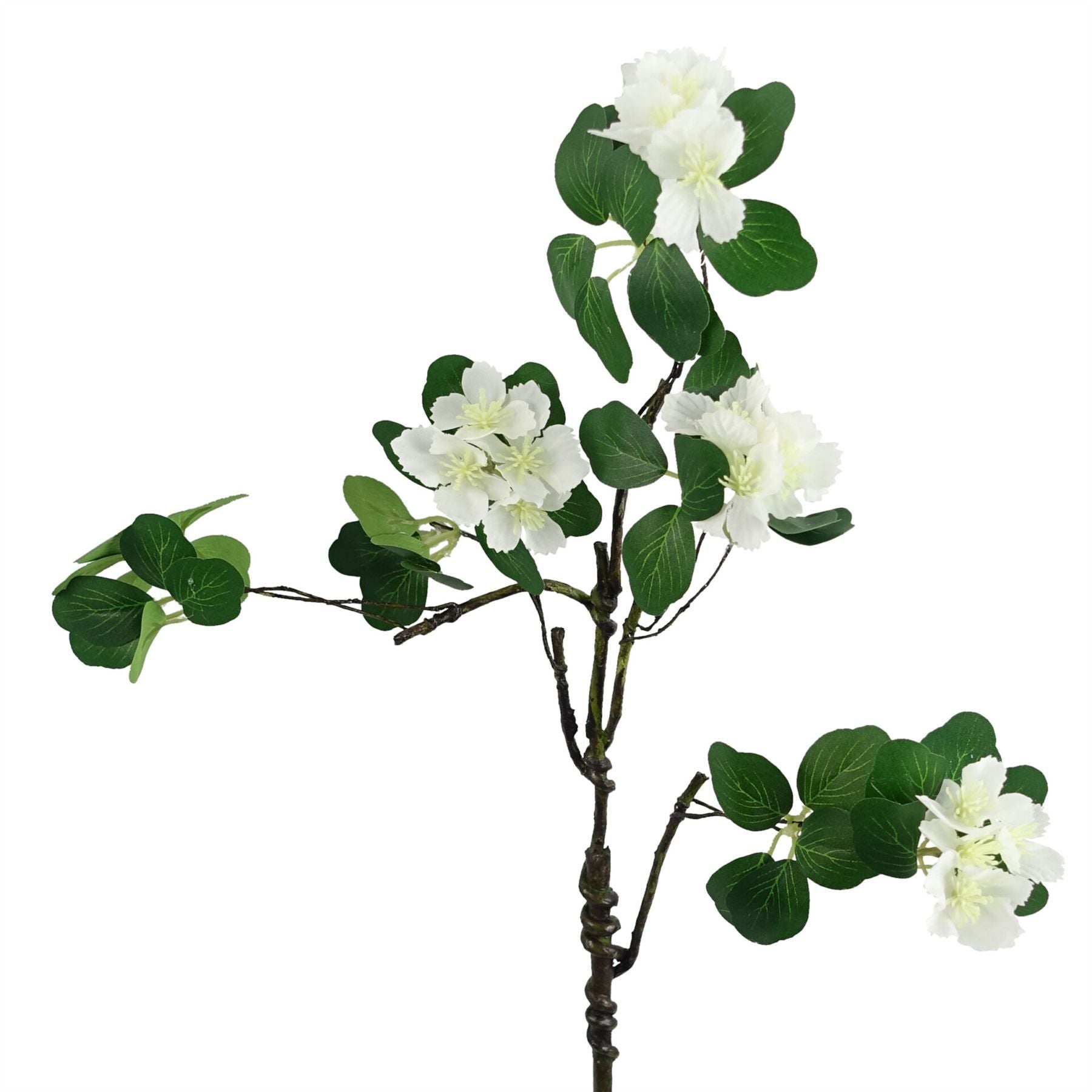 Leaf 60cm White Silk Flower Foliage Spray with Wired Stem