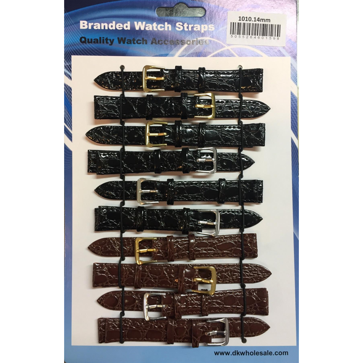 Brown/Black Leather Croc Grain Watch Straps Pk10 20mm 1010