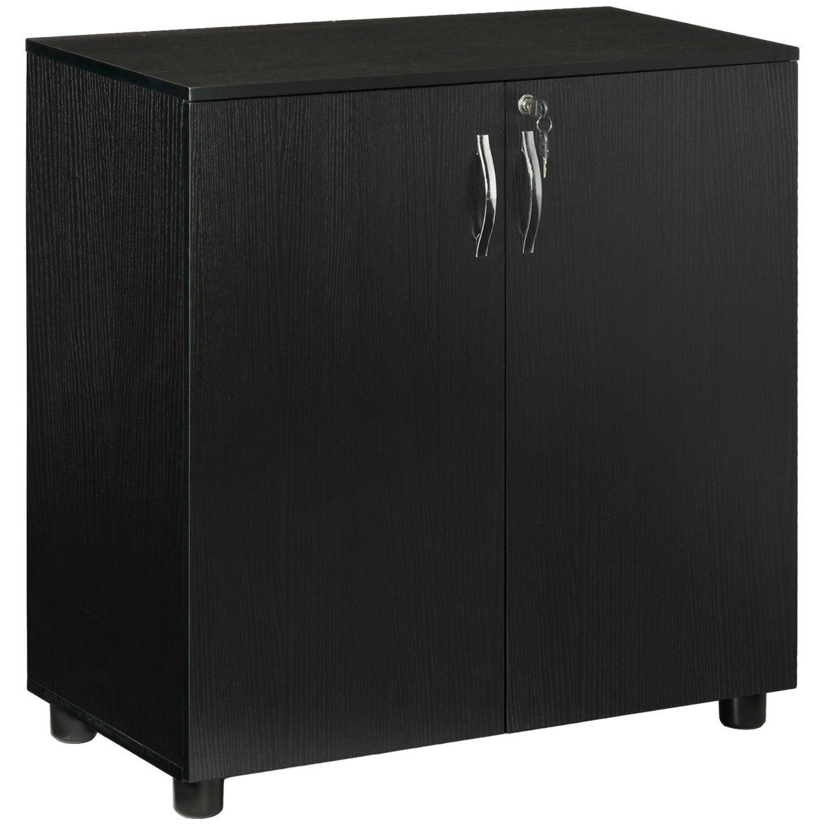 2-Tier Locking Office Storage Cabinet File Organisation with 2 Keys, Black