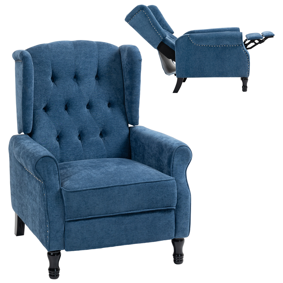 HOMCOM Manual Reclining Armchair with Footrest, Royal Blue
