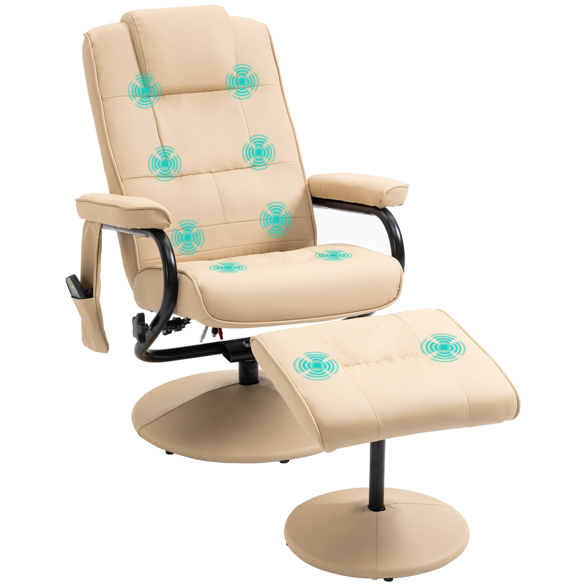 Cream Freestanding Massage Recliner Chair with Ottoman Footstool