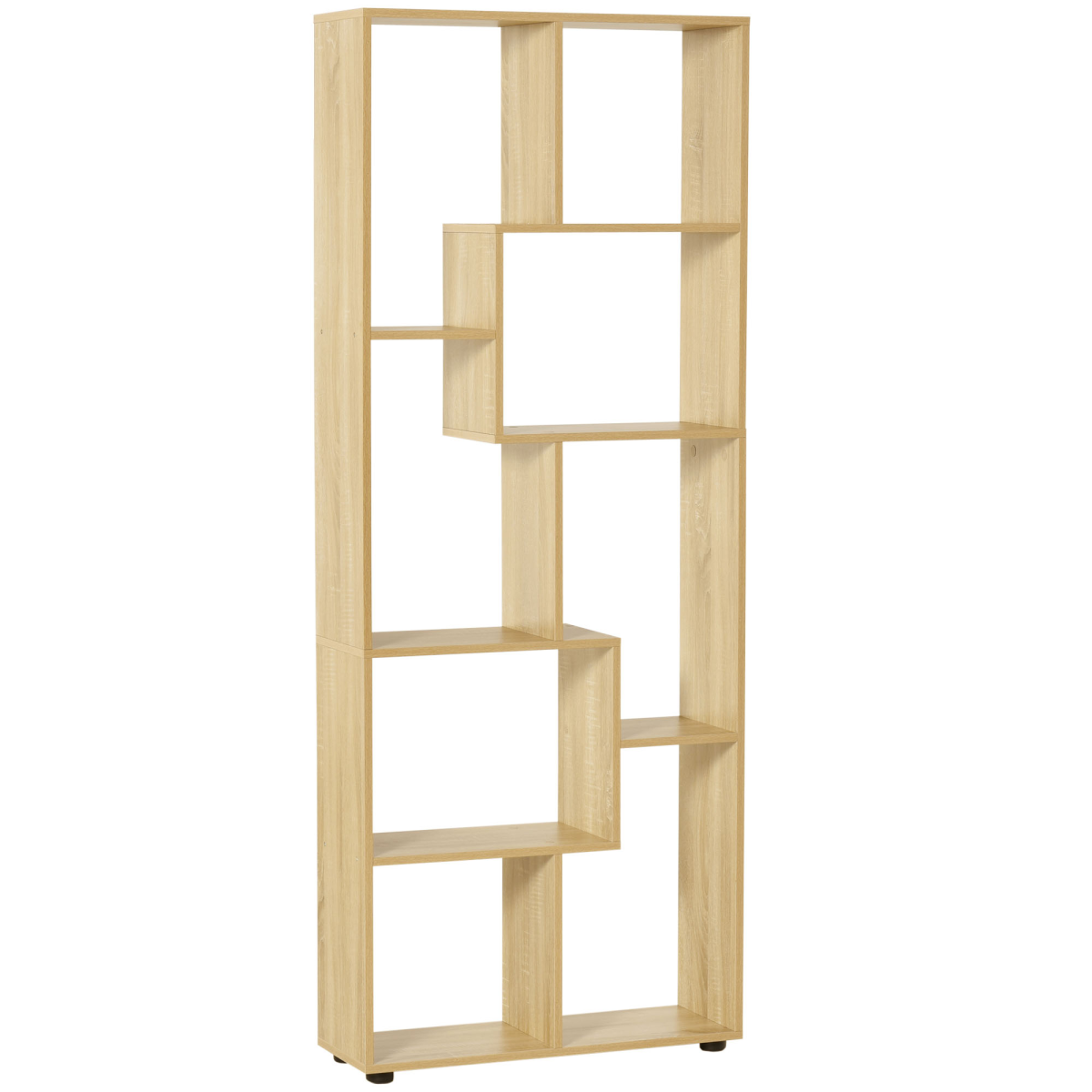 HOMCOM 178cm 8-Shelf Oak Tone Bookcase with Melamine Surface and Anti-Tipping Design