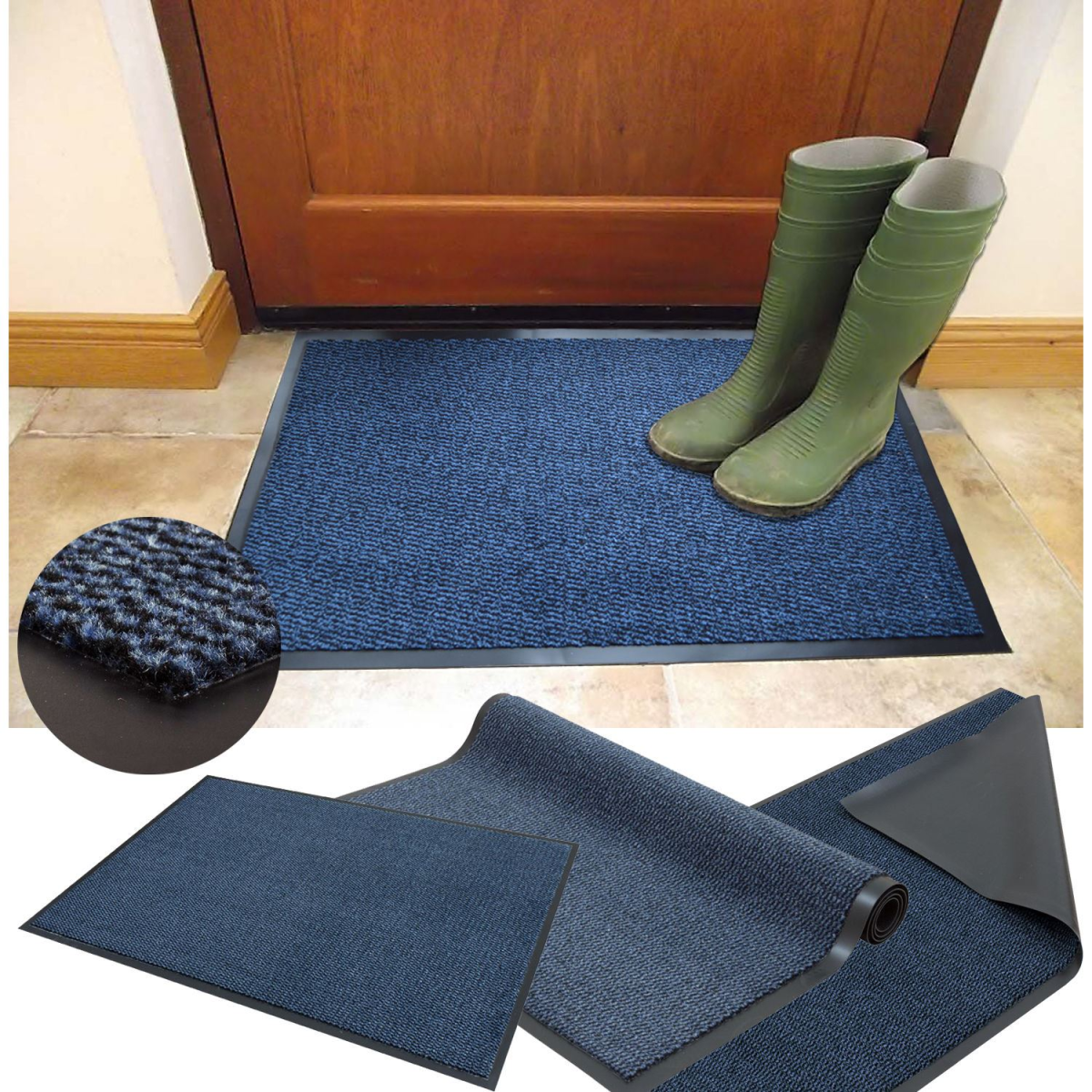 Blue Barrier Dirt Trapping Entrance Mat with Non-Slip Nitrile Rubber Backing 60 x 160cm