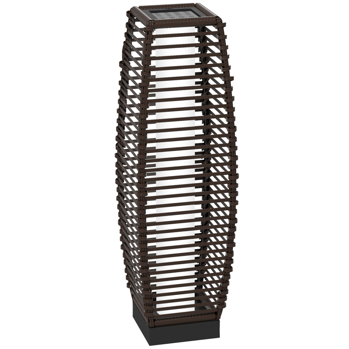 Outsunny Rattan Solar Floor Lamp with Auto On/Off LED Light for Porch and Yard, Brown