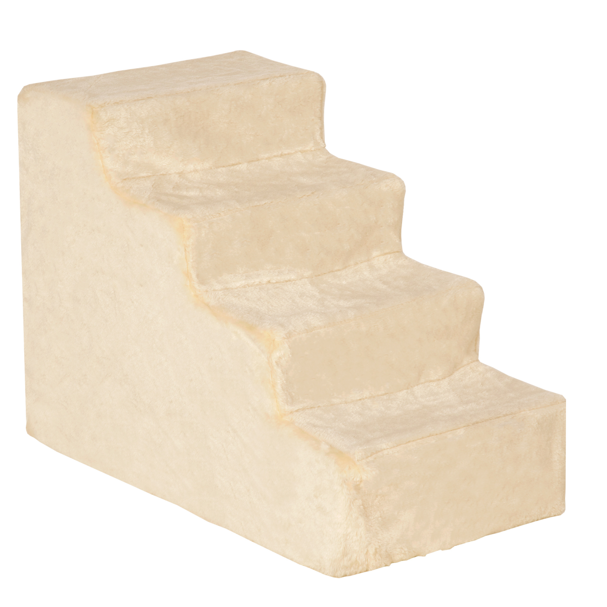 PawHut Beige Portable Dog Stairs with Washable Plush Cover for Beds & Sofas