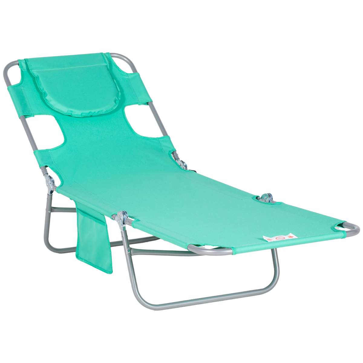 Outsunny Reclining Lounge Chair with Face Cavity, Adjustable 5-Position Backrest and Pillow