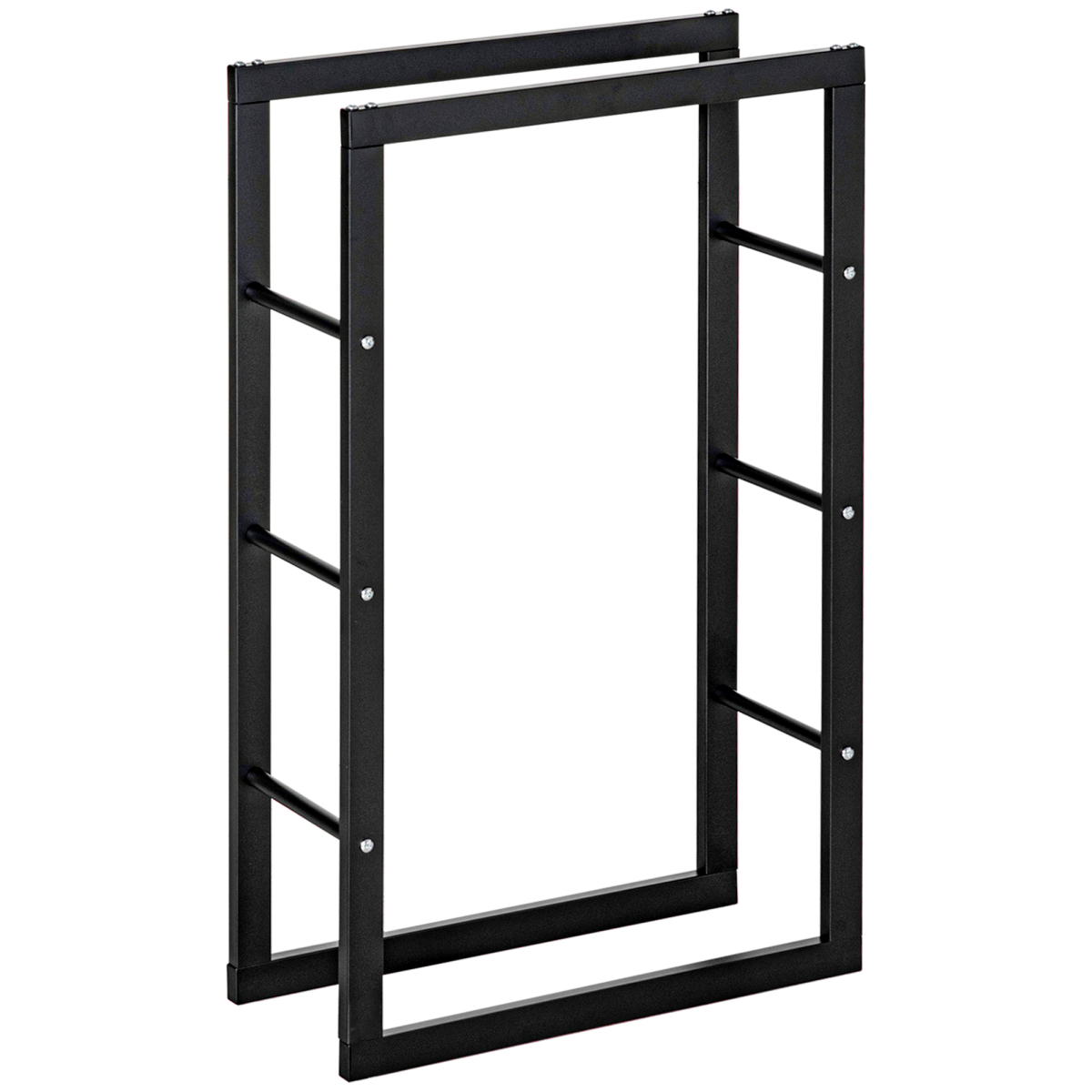 HOMCOM Metal Rust-Resistant Firewood Log Rack, Black, 100kg Capacity, Indoor and Light Outdoor Use