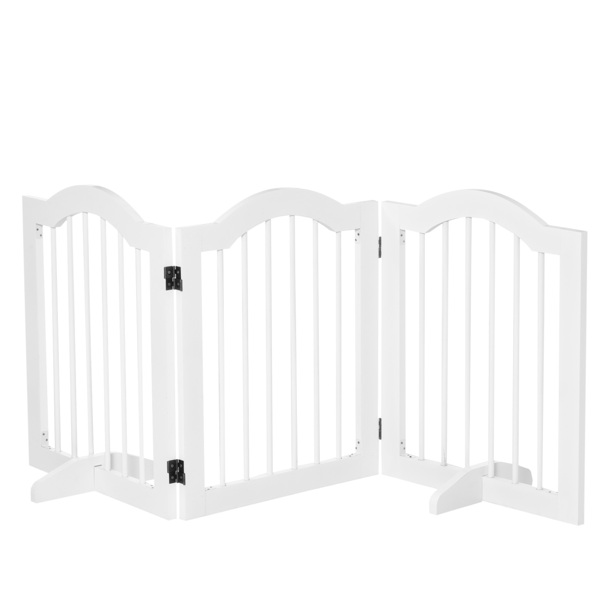 3-Panel Freestanding Wooden Dog Gate with Support Feet