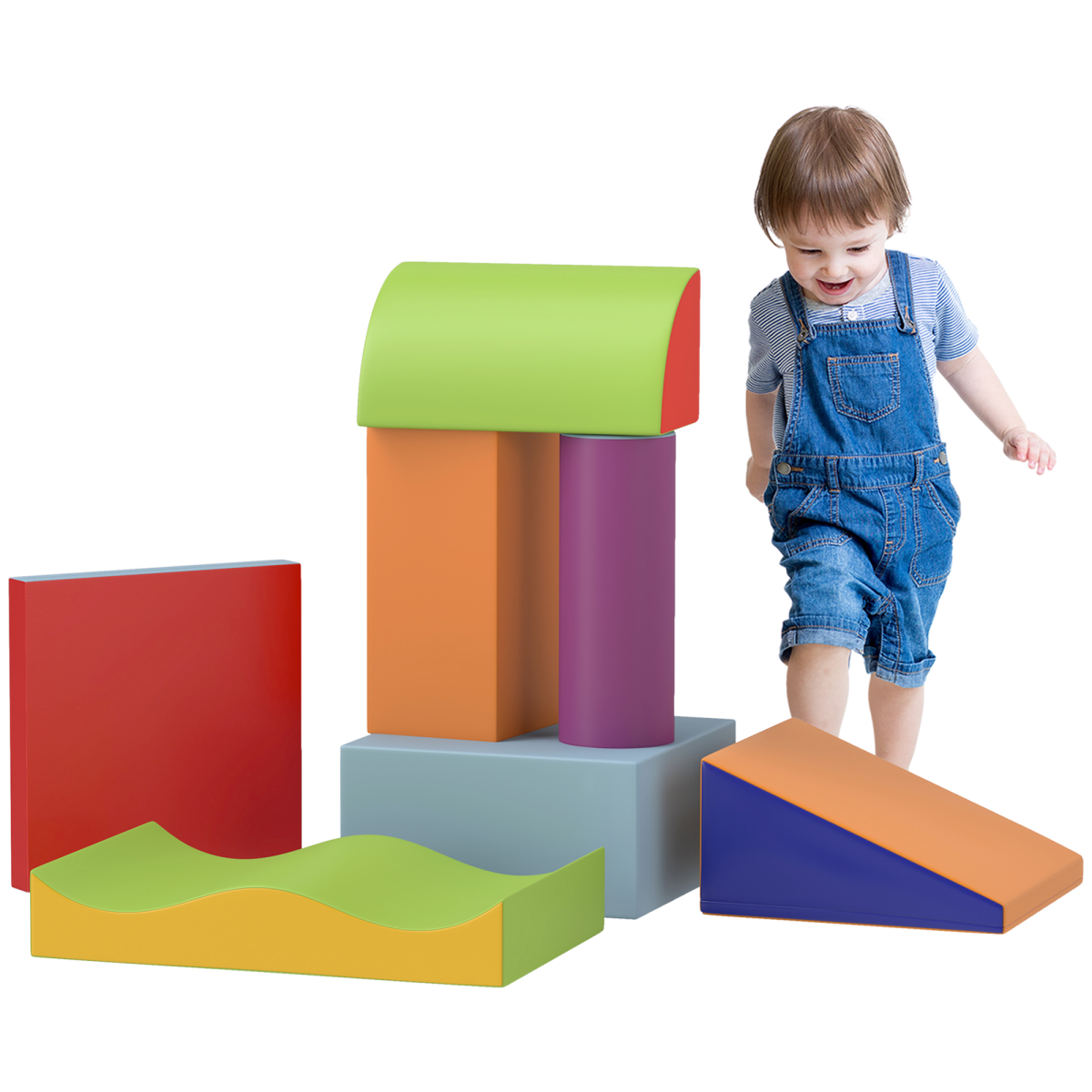 HOMCOM 7-Piece Soft Foam Puzzle Play Blocks Kids Learning Toy