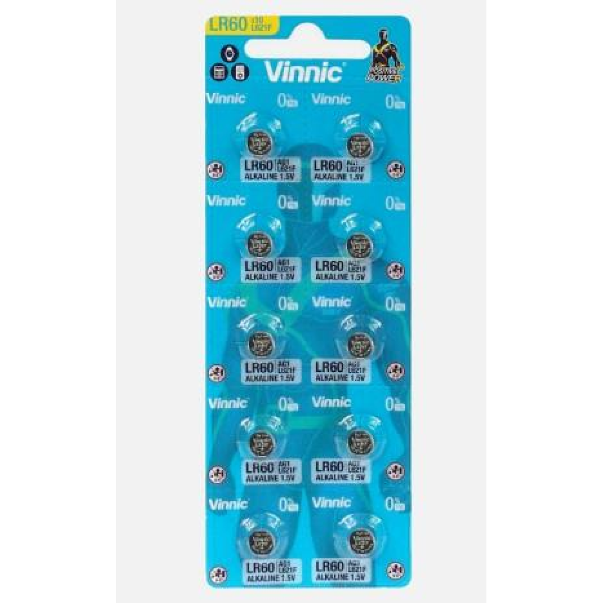 Vinnic L621 AG1 Alkaline Button Cell Battery Pack of 10 for Watch, Calculator, Clock and Toy