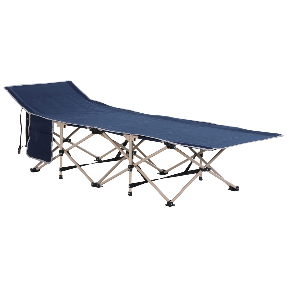Portable Single Outdoor Camping Cot with Carry Bag, Blue - Outsunny