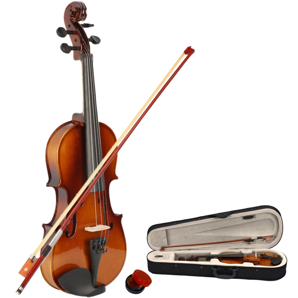 1/2 Size Natural Acoustic Violin Set with Case, Bow and Rosin