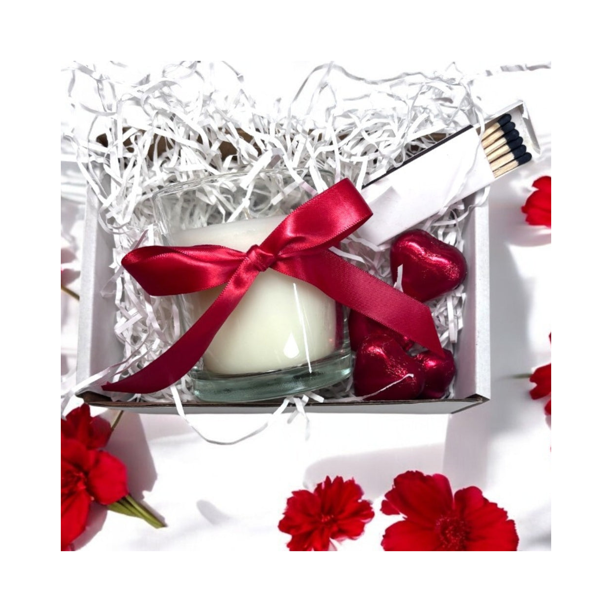 Personalized Vanilla Scented Candle Gift Set with Chocolates in Eco-Friendly Hamper Box