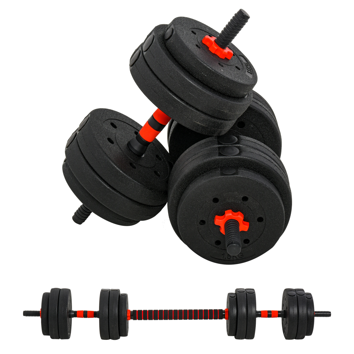 25kg Adjustable 2-in-1 Barbell and Dumbbell Weight Set for Body Fitness