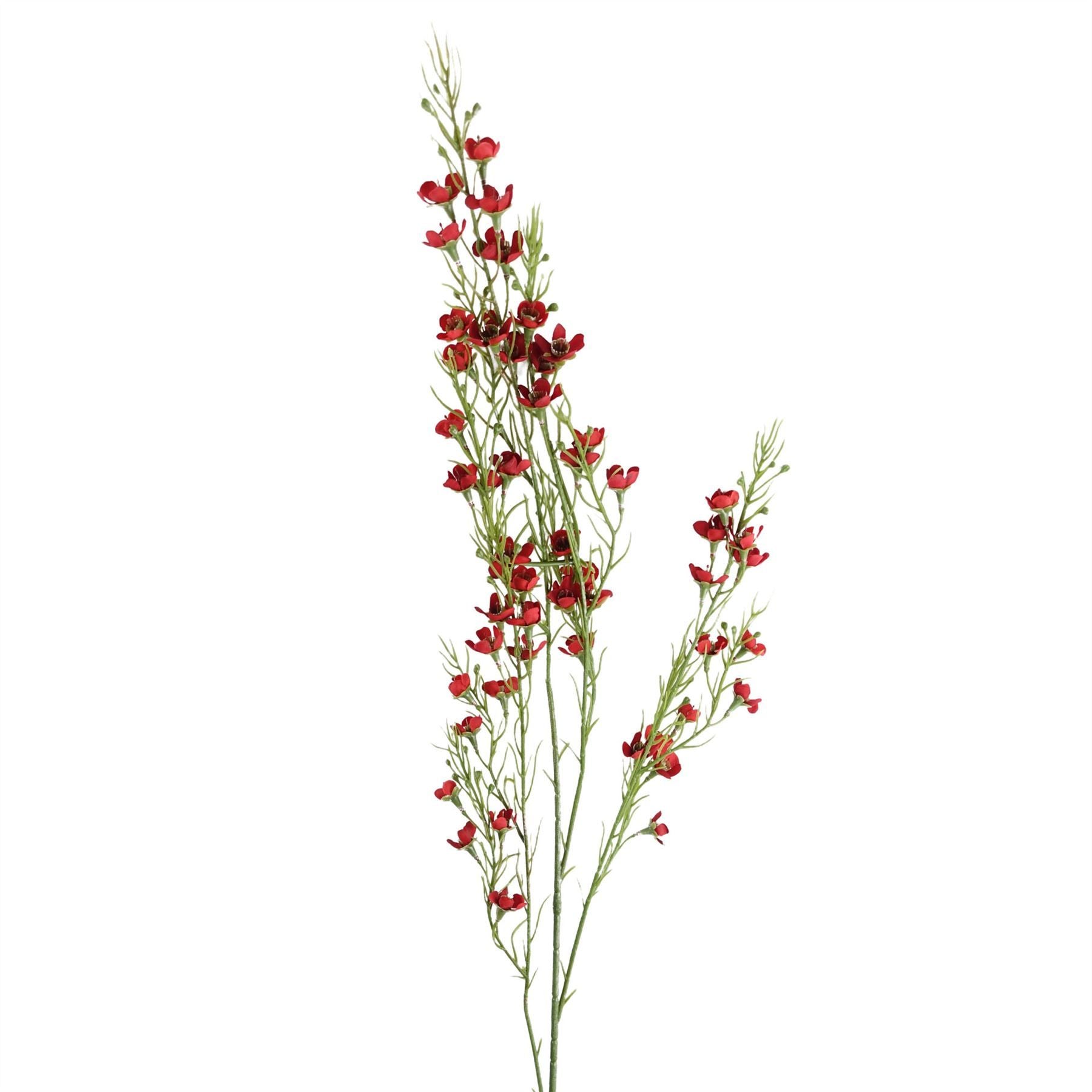 Leaf 100cm Red Artificial Foliage Spray with Small Silk Flowers, Wired Shapable Stem