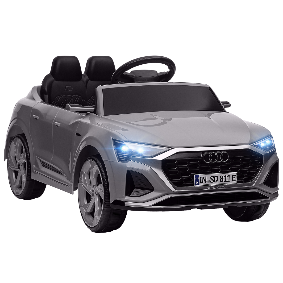 AIYAPLAY Audi Q8 e-tron Sportback Kids Electric Car, Grey, Remote