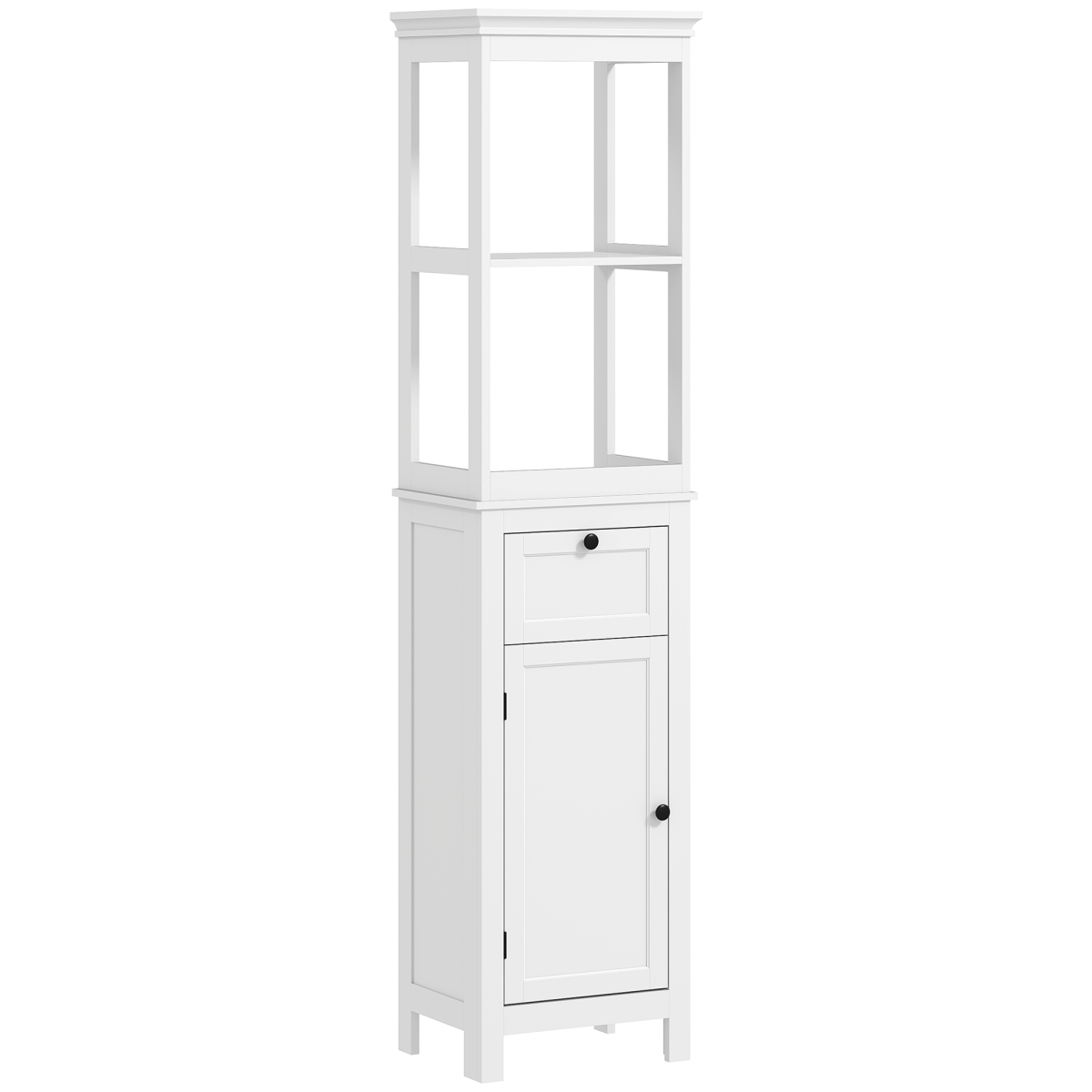 HOMCOM Slim White Bathroom Storage Cabinet with Shelves & Drawer