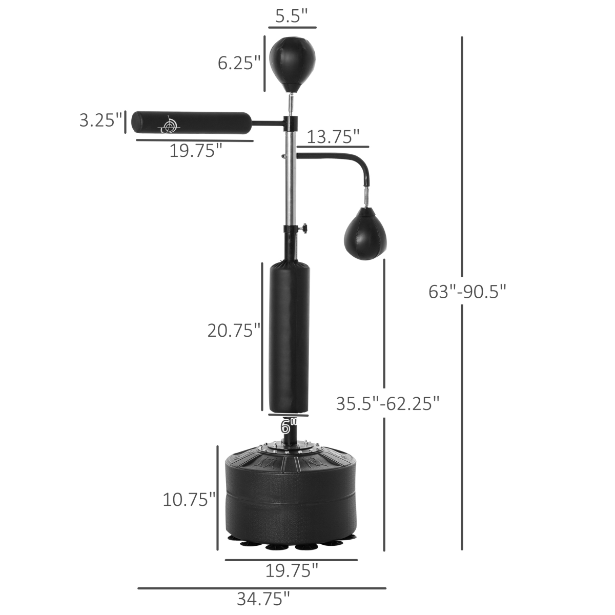 Adjustable 4-in-1 Boxing Punch Bag with Water/Sand Fillable Base