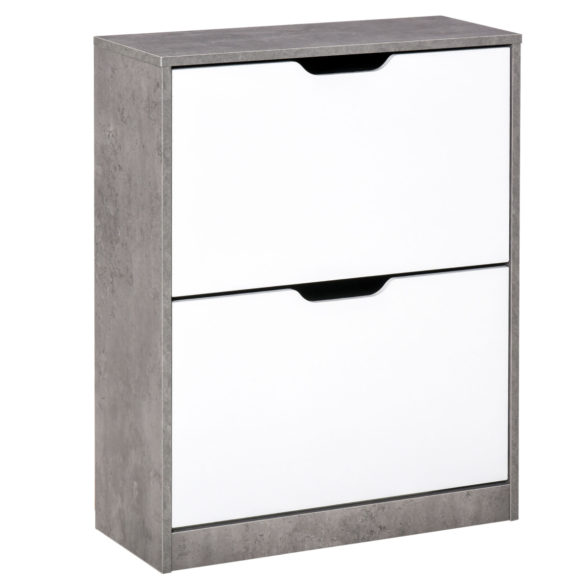 Two Drawer Shoe Cabinet Home Storage Organiser Groove Handles Hallway HOMCOM