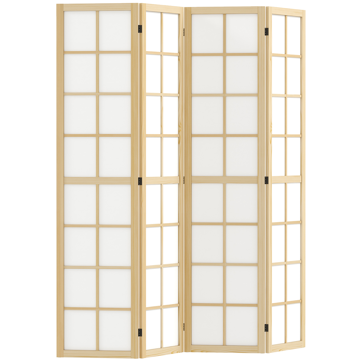 HOMCOM 4-Panel Folding Room Divider, Pine Wood Frame, 160 x 170cm