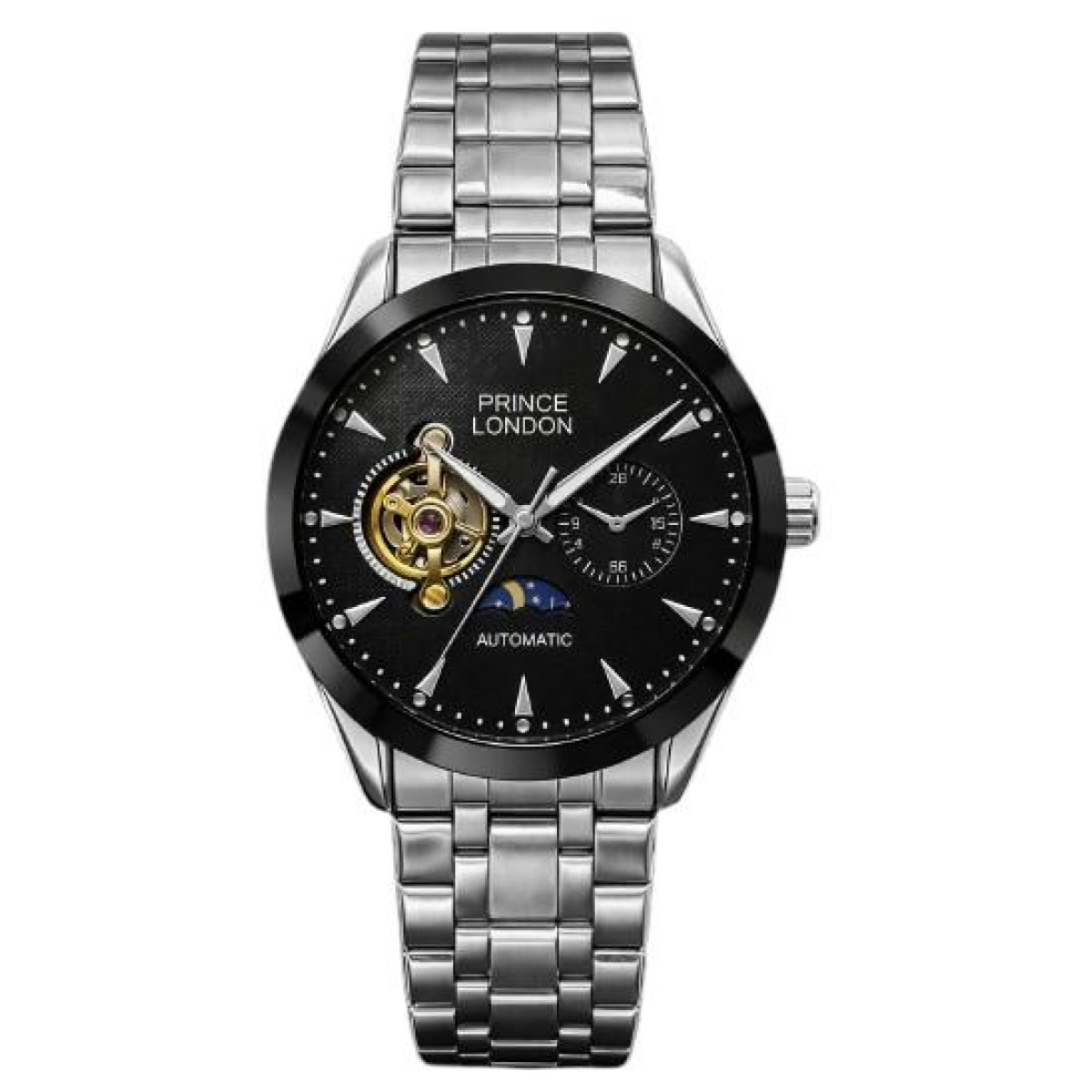 NY London Men's Automatic Multi-Dial Analogue Silver/Black Watch