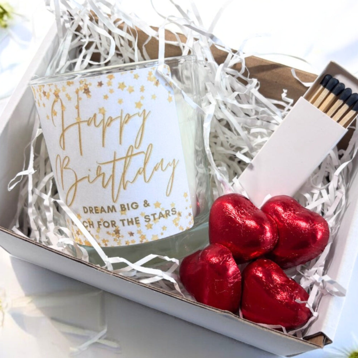 Happy Birthday Dream Big Candle Gift Set with Chocolates and Matches