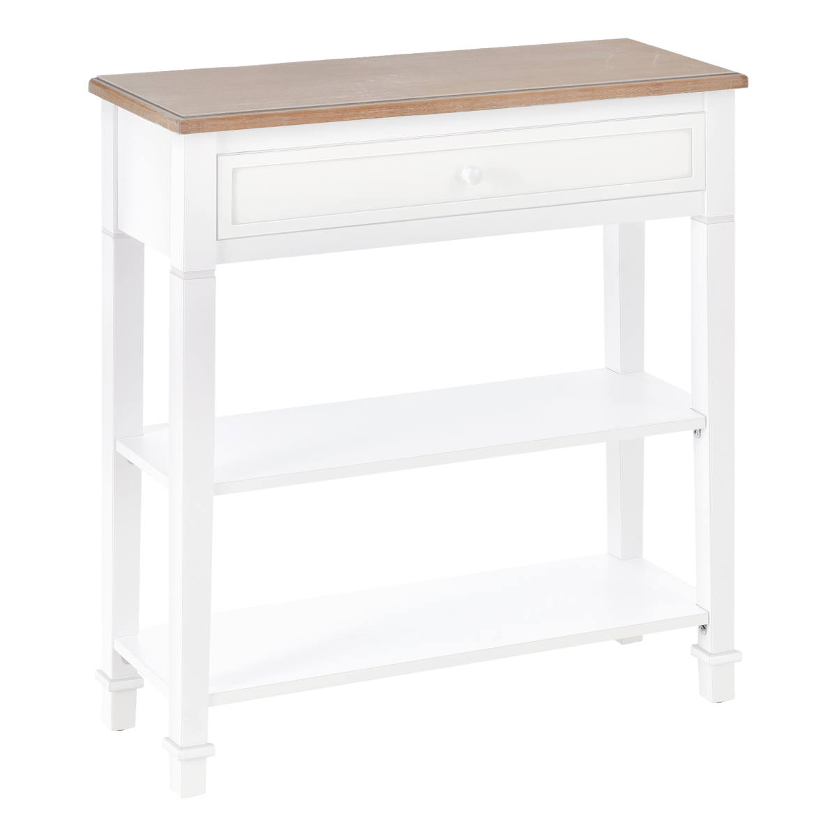 HOMCOM White MDF Console Table with Drawer and 2 Shelves
