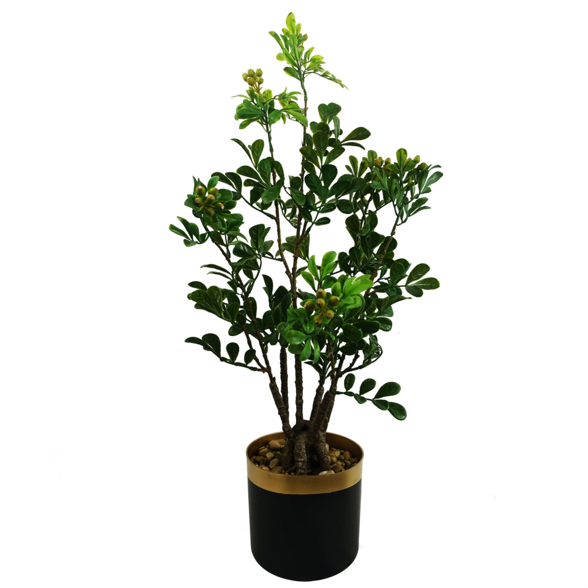 Leaf 60cm Artificial Aglaia Odorata Bonsai Ficus Tree with Plastic Pot
