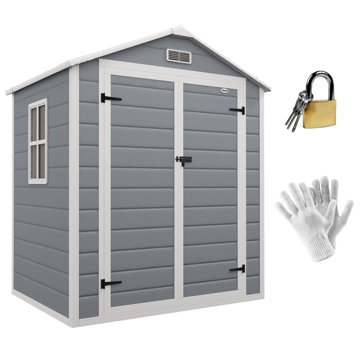 Outsunny 6' x 4.5' Lockable Double Door Garden Tool Shed