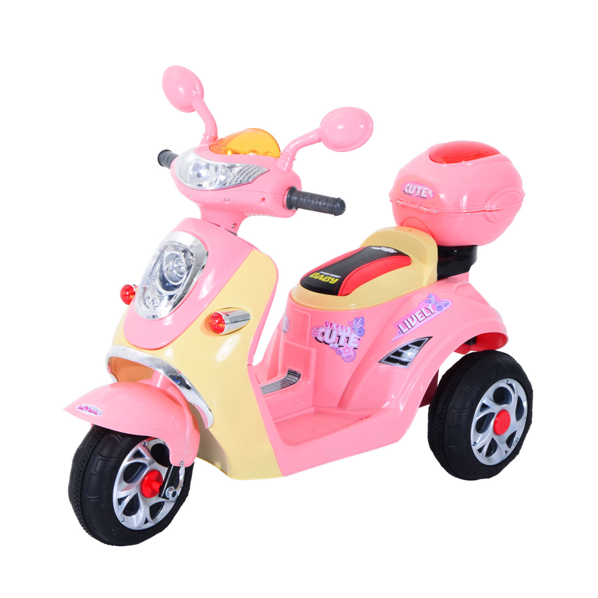 HOMCOM Kids Electric Ride On Motorbike, 3-Wheel Battery Tricycle with Headlight, Music, Forward/Backward Control, Ages 3-5