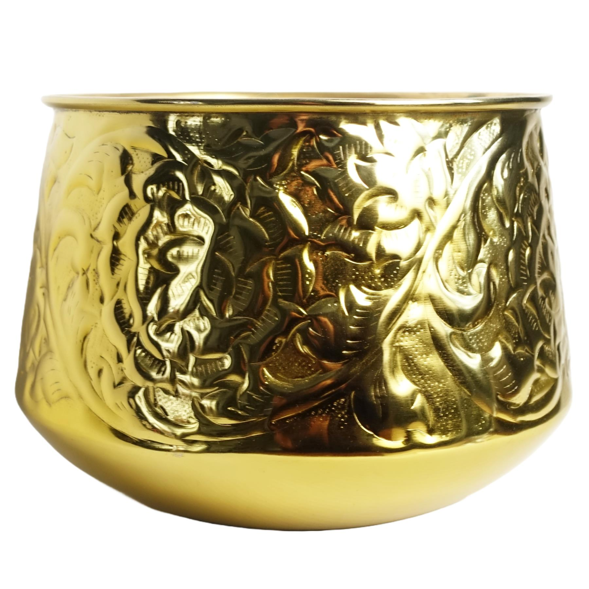 Gold Swirl Handmade Metal Planter by Leaf 24cm x 18cm Gold Colour