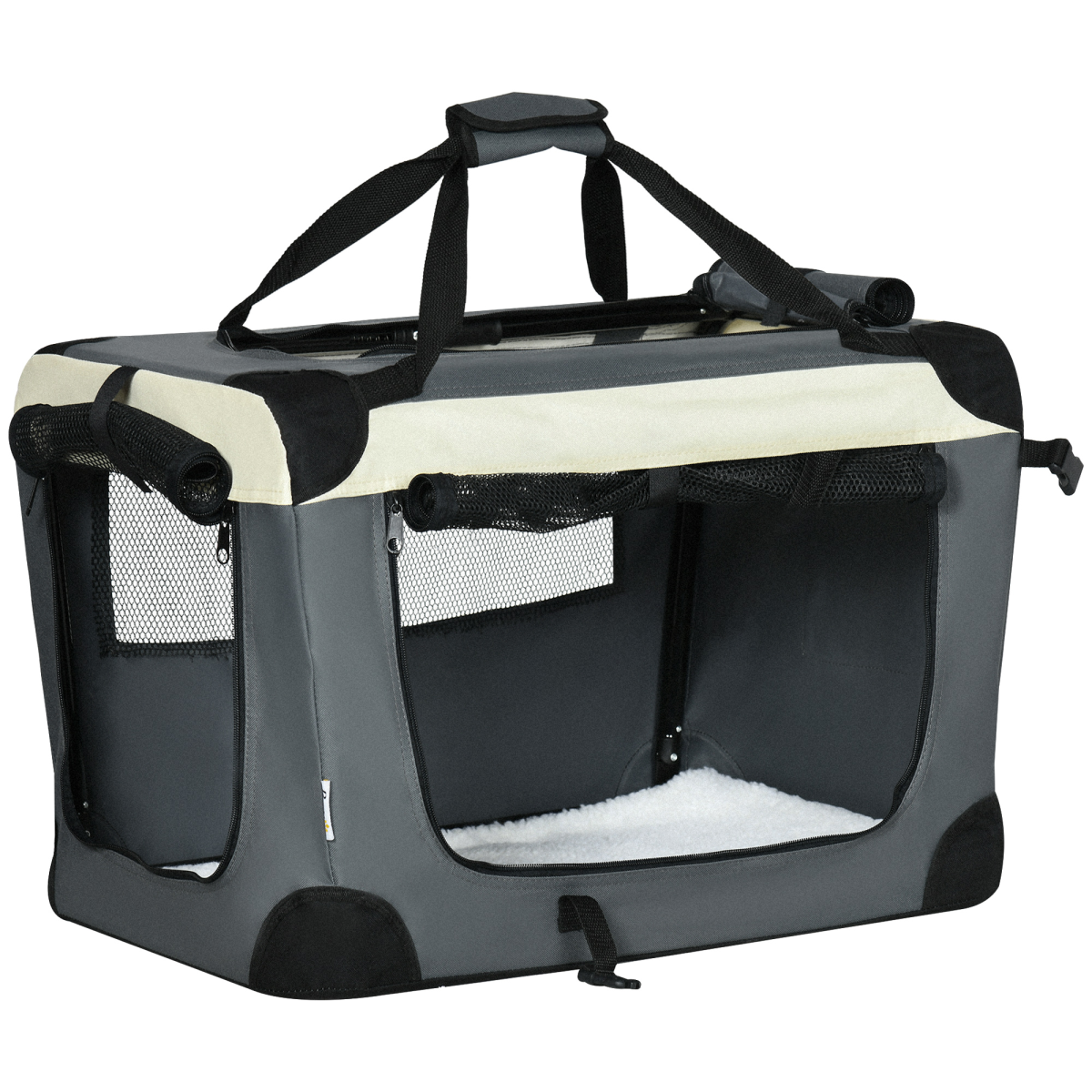 60cm Foldable Pet Carrier with Cushion for Mini Dogs and Cats, Grey