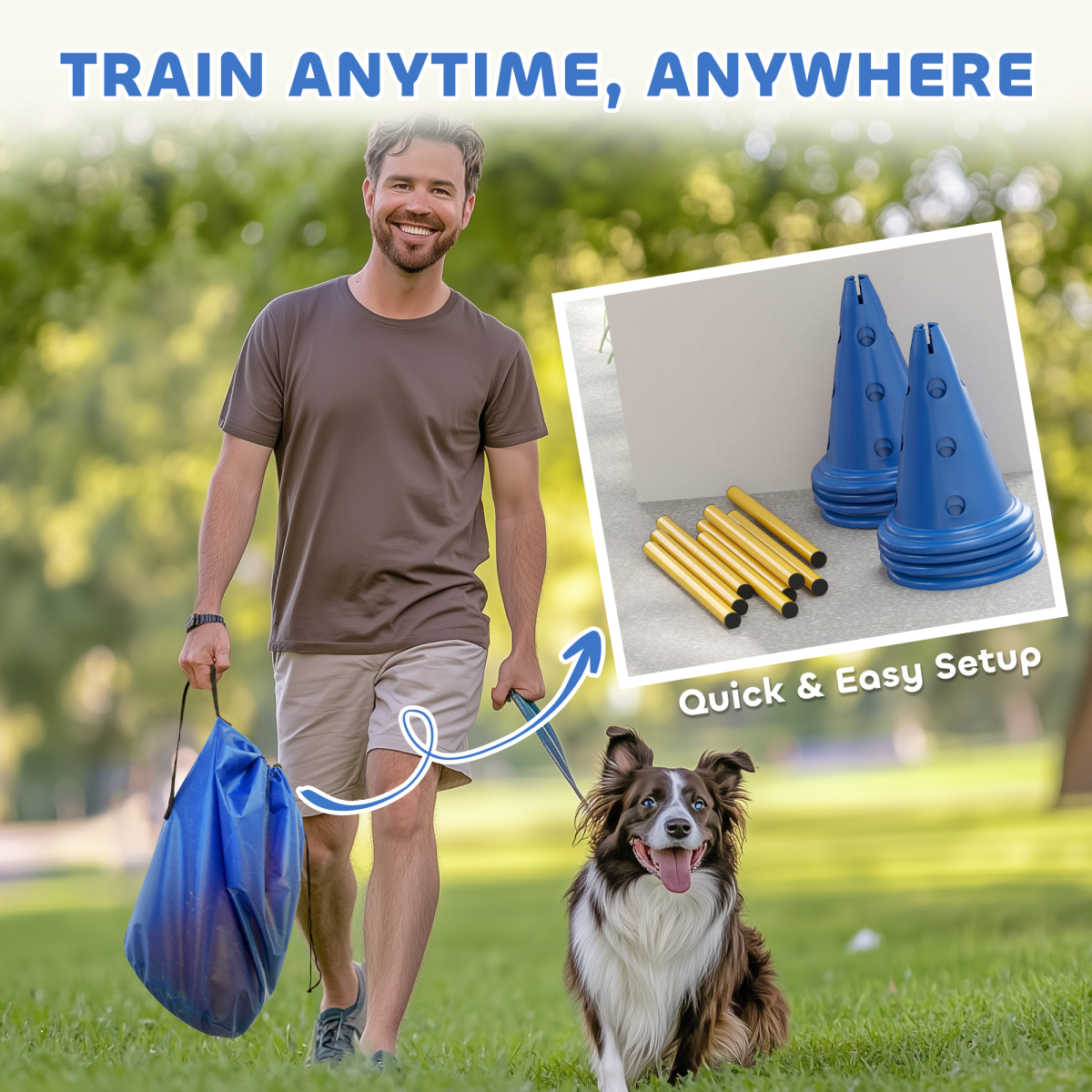 Dog Agility Training Equipment Set with 8 Cones, 8 Crossbars and Storage Bag