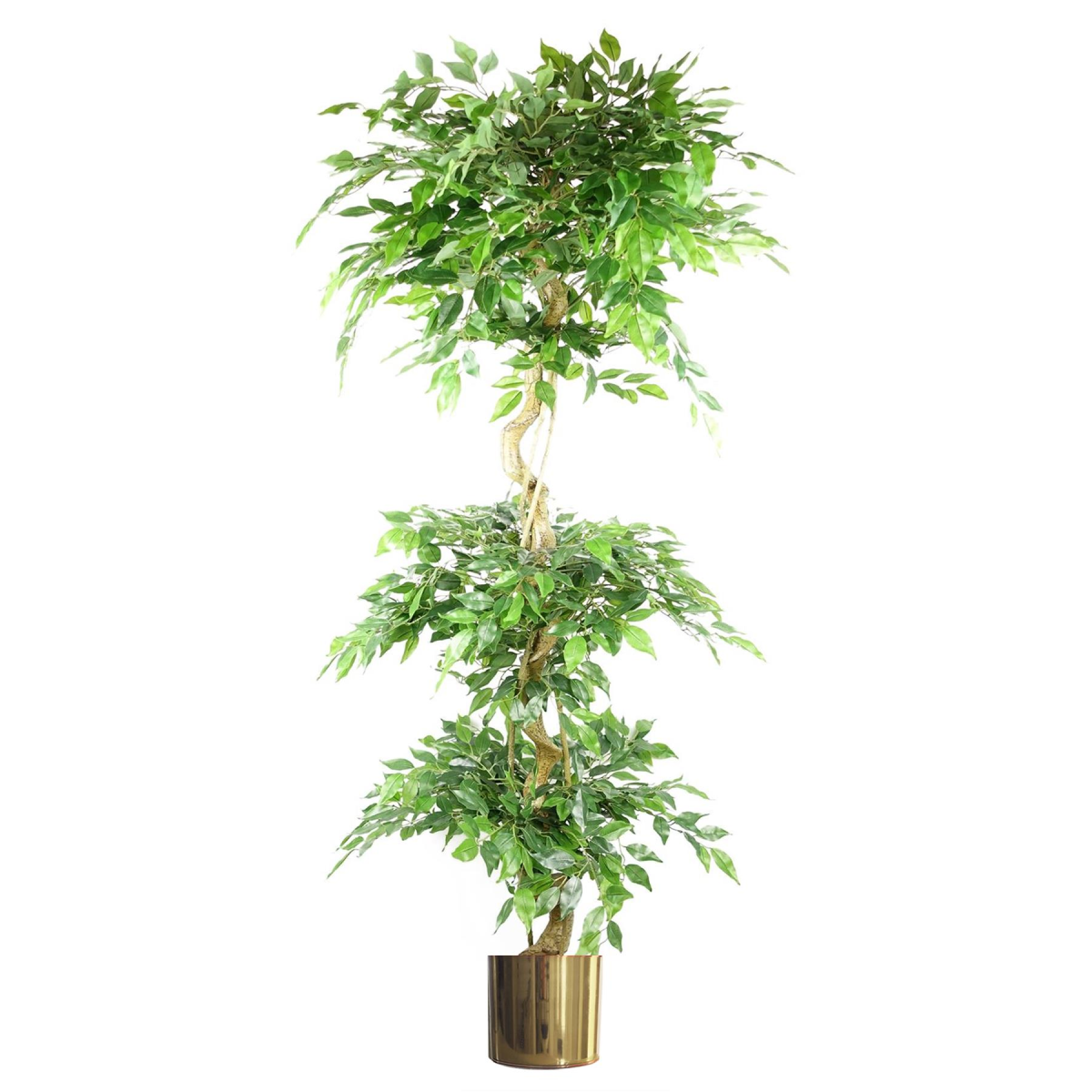 180cm Artificial Ficus Tree Triple Ball Triple Ball Topiary with 1984 Leaves and Metal Planter