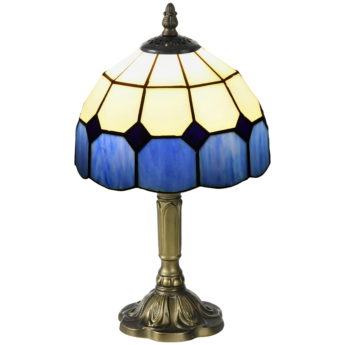 HOMCOM Antique Blue Stained Glass Table Lamp, E27 Bulb Not Included