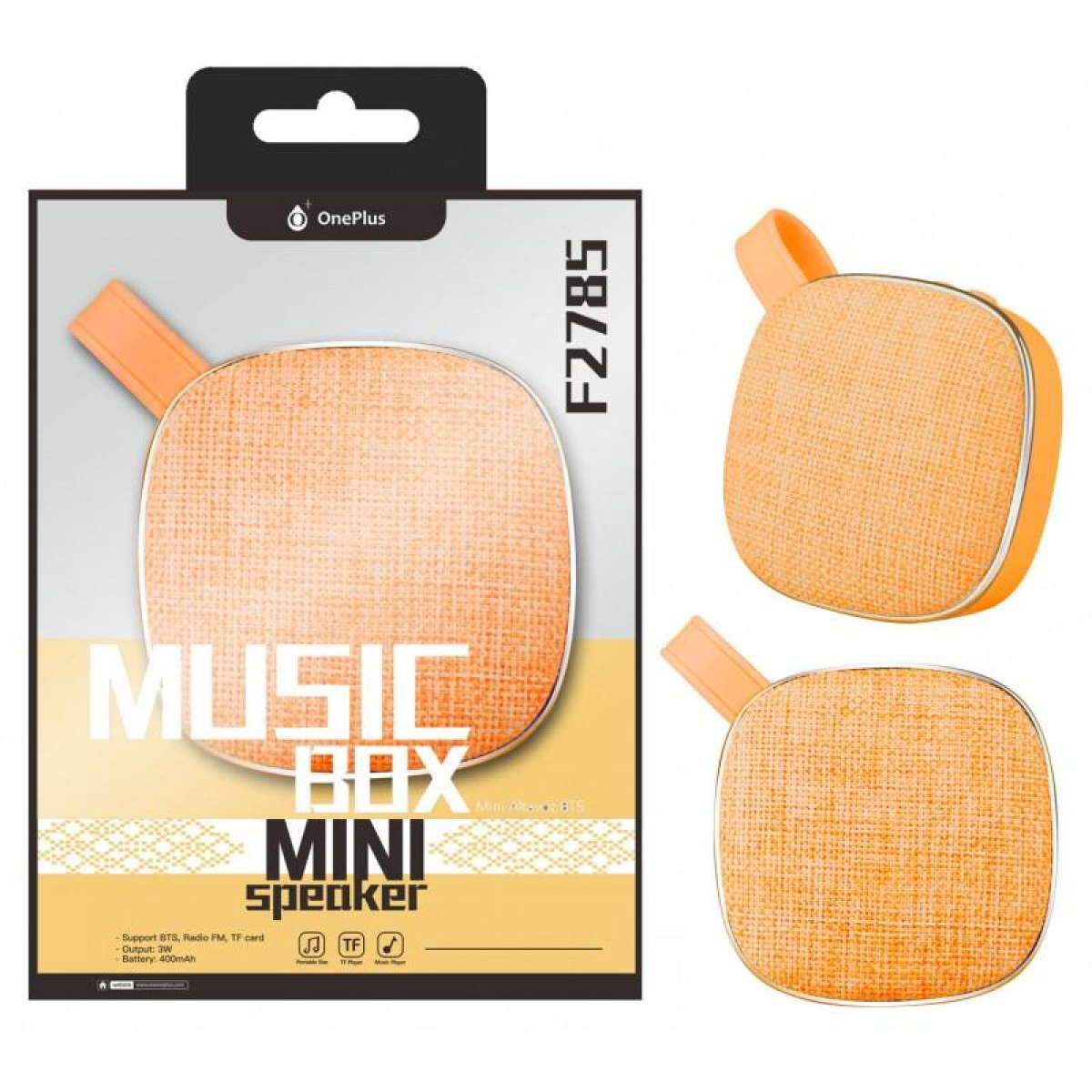Bluetooth Speaker Music Box with Fabric Finish, 3W, FM/TF Card