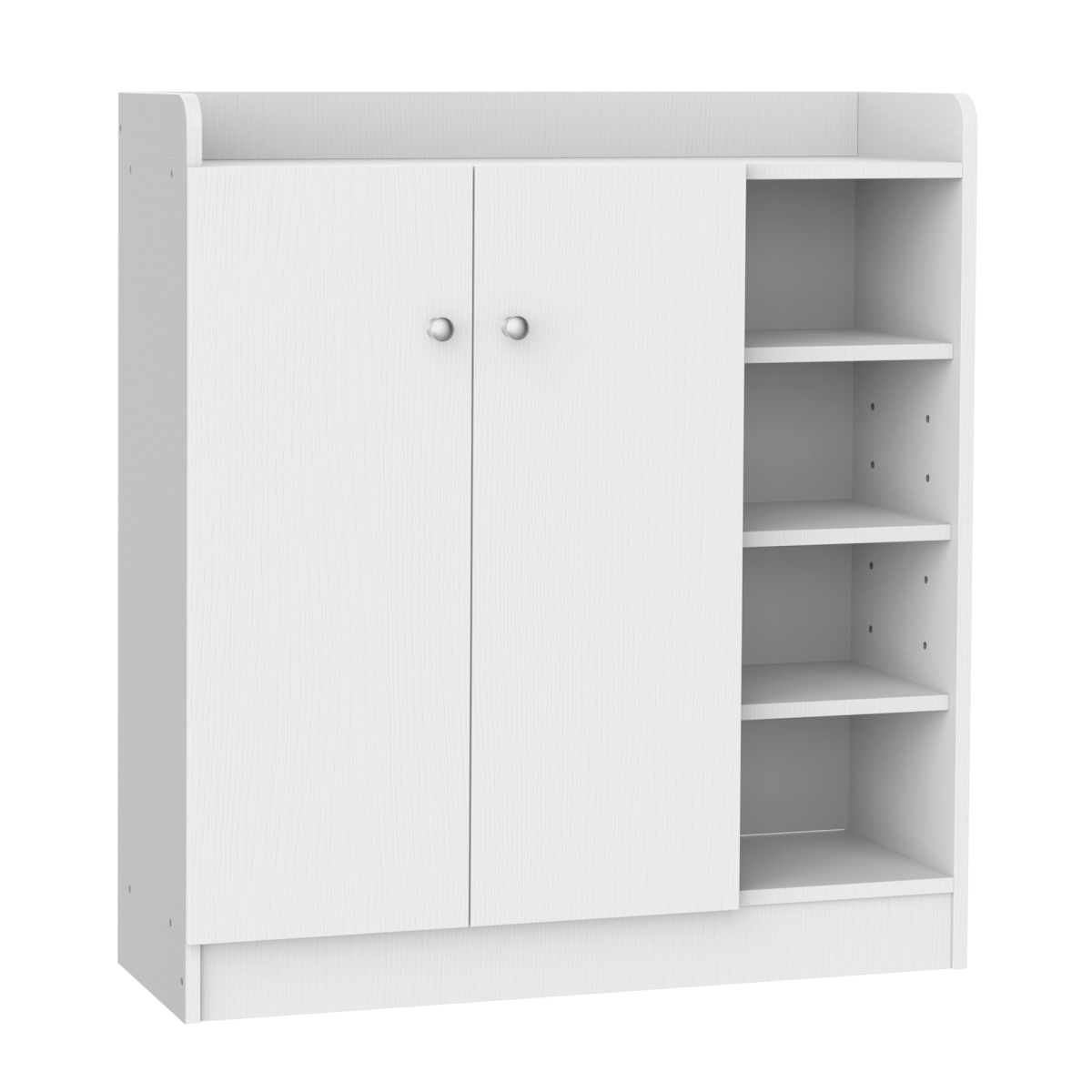HOMCOM White Shoe Storage Cabinet with 2 Doors, Adjustable 4 Shelves, 4-Tier Shoe Organizer