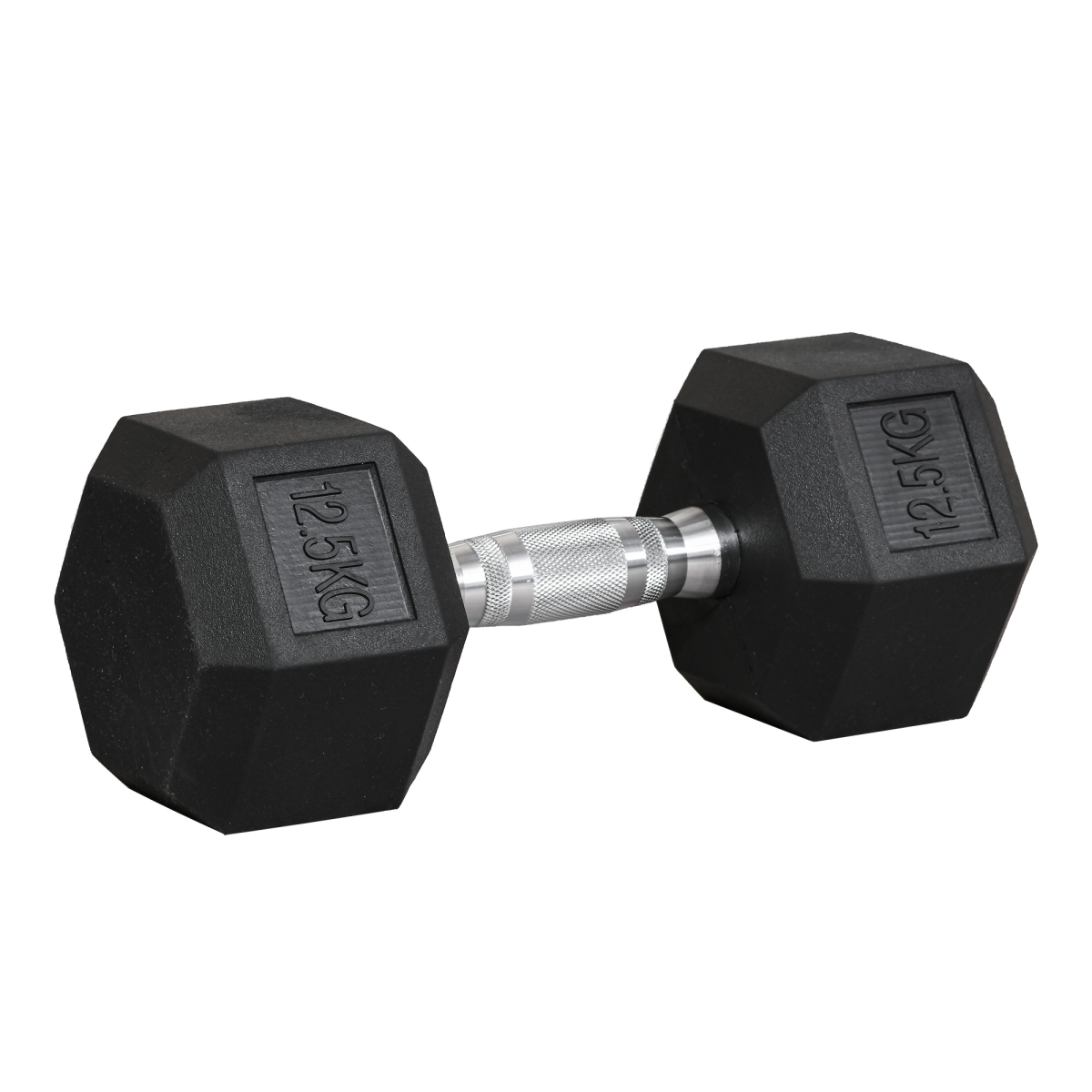12.5kg Single Rubber Hex Dumbbell with Steel Core for Home Gym