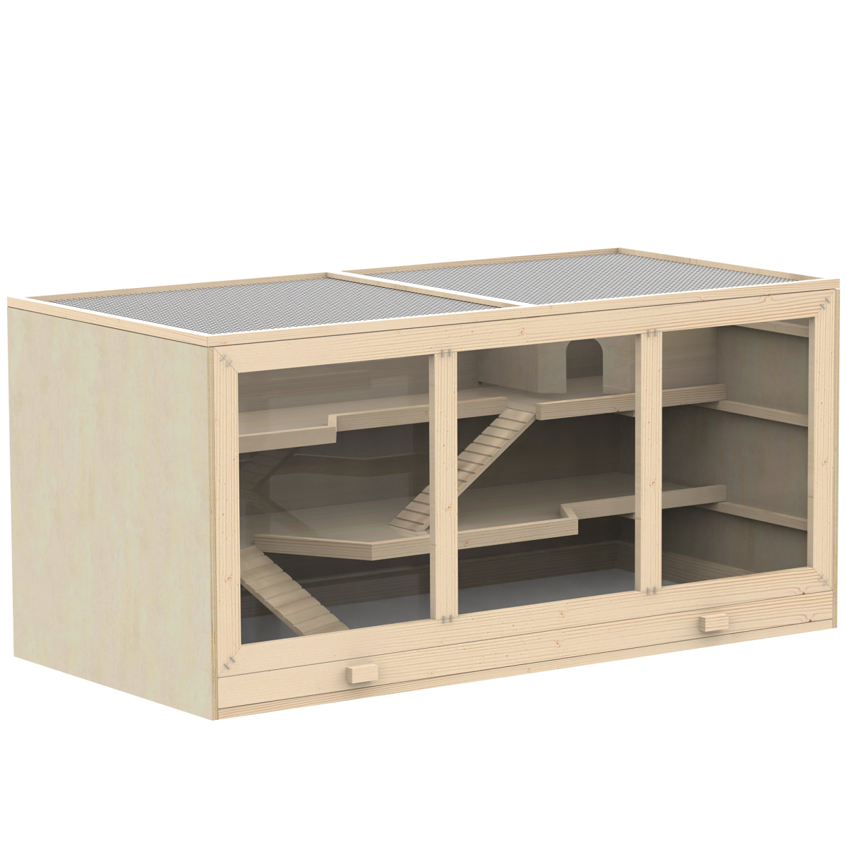 Wooden Small Animal Hutch with Exercise Play Area