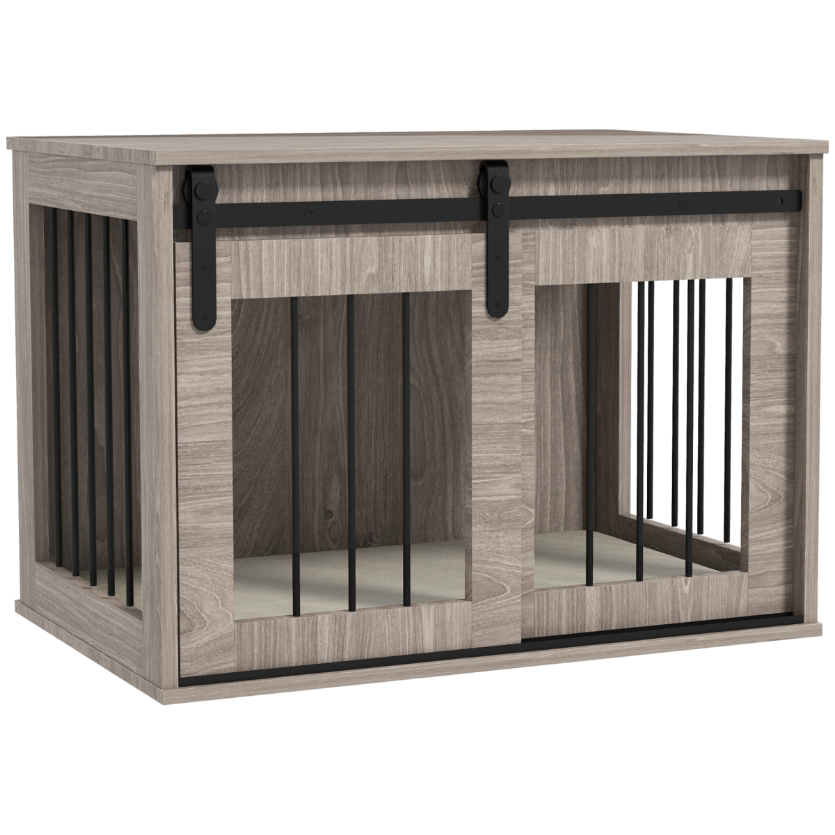 PawHut Dog Crate Furniture Side Table with Removable Cushion - Brown