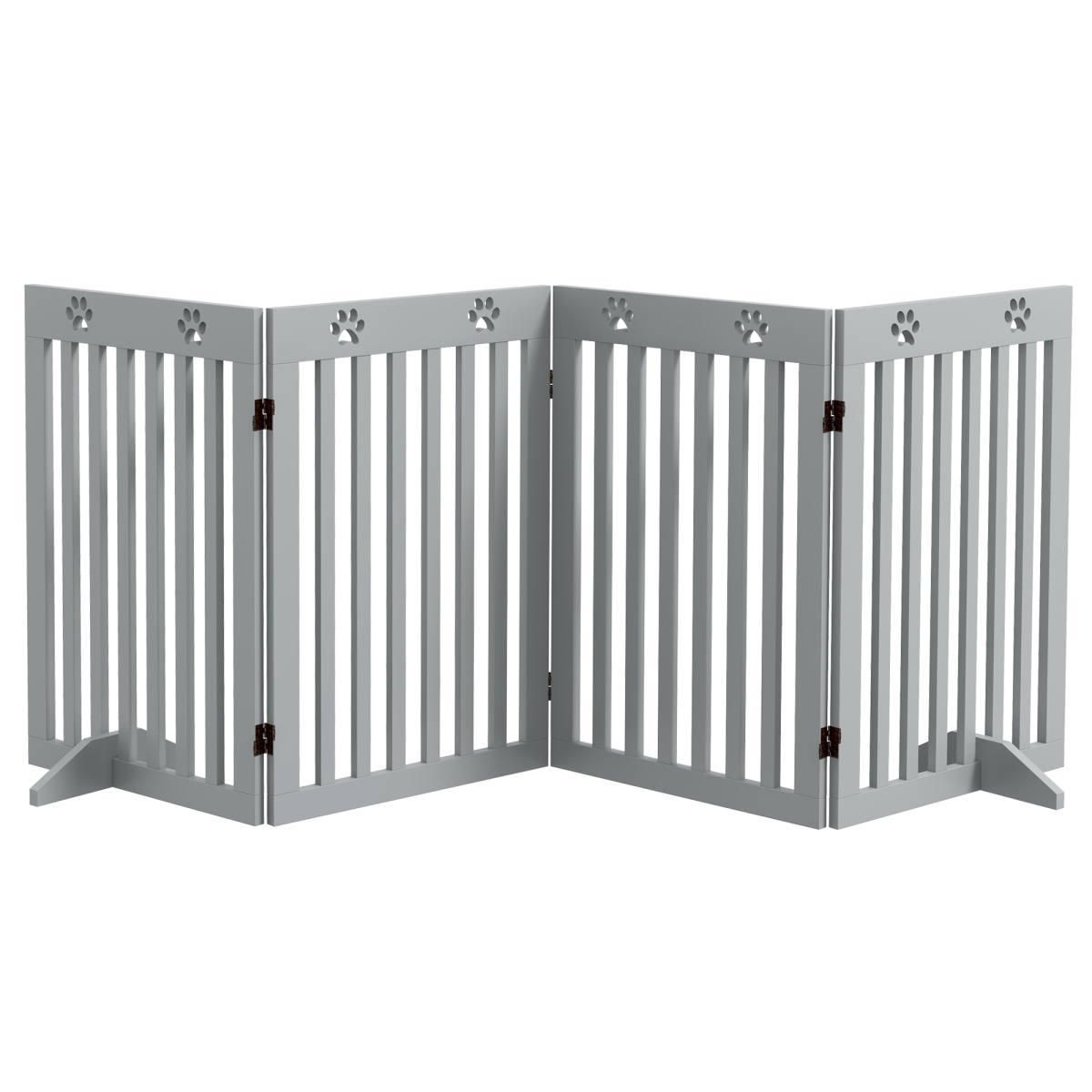 PawHut Foldable Freestanding Dog Gate with Support Feet, Grey