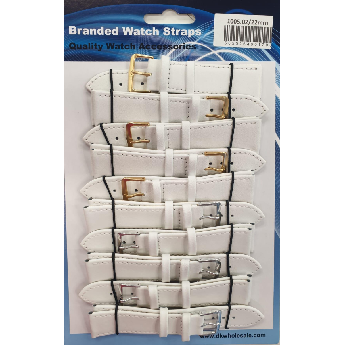 Pack of 10 White Leather Watch Straps, 22mm