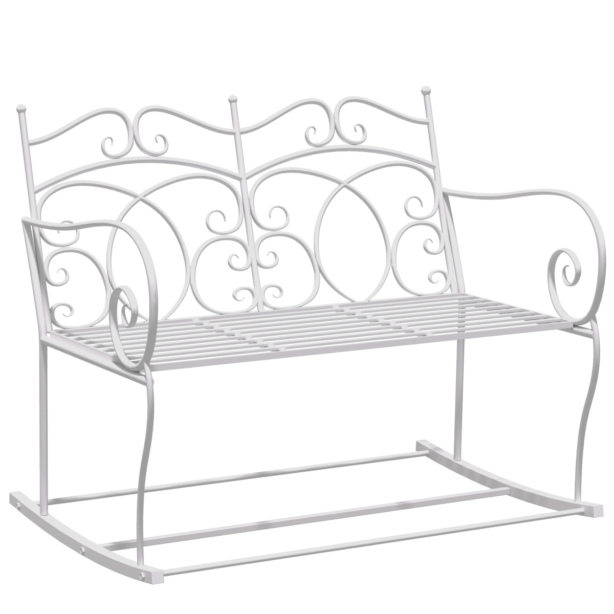 Outsunny 2-Seater Antique Metal Outdoor Rocking Bench with Armrests