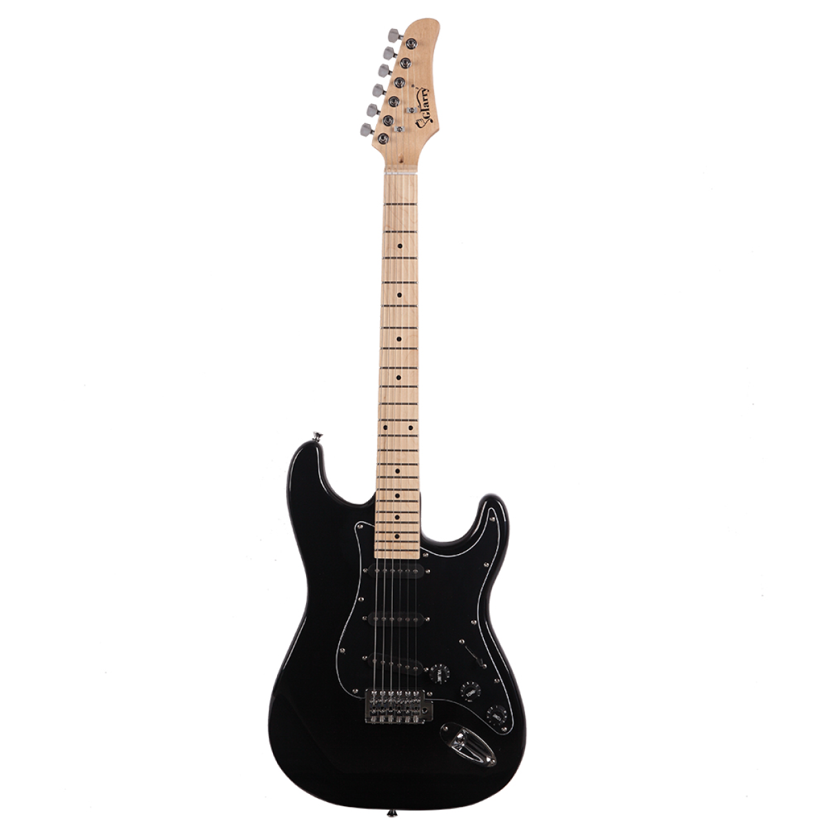 Glarry GST Stylish Black Electric Guitar Kit with Black Pickguard, Bag, Strap, and Plectrum